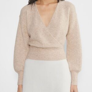 Aritzia Wilfred Dear Wrap Sweater - heather light oatmeal